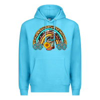 Ocean Blue cowboy boots and hat rainbow Premium Hoodie - AdoDesignShop