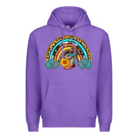 Purple cowboy boots and hat rainbow Premium Hoodie - AdoDesignShop
