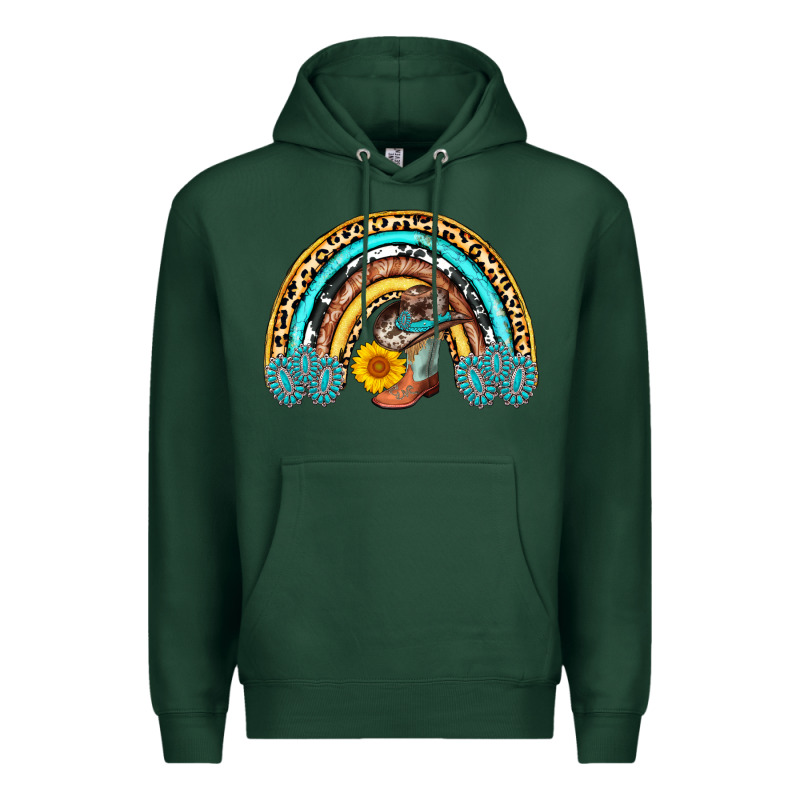 Cowboy Boots And Hat Rainbow Premium Hoodie by AdoDesignShop | Teevron