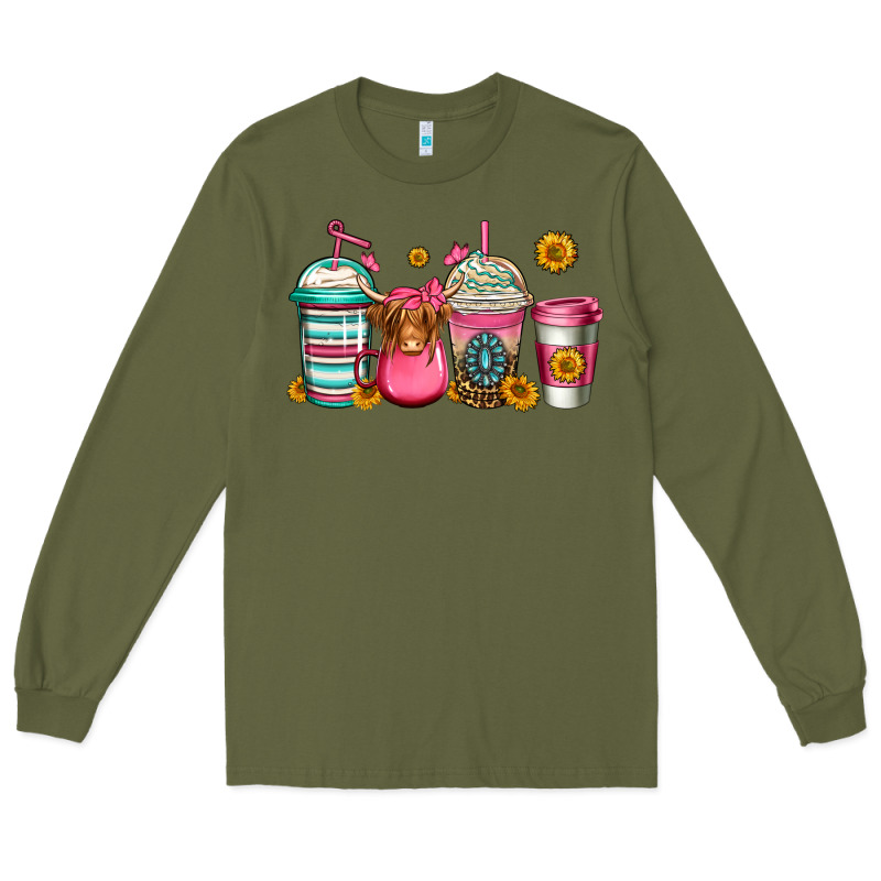 Longhaired Cow Coffee Cups Long Sleeve Tee by Jasminsmagicworld | Teevron