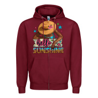 Burgundy Hello sunshine Zipper Hoodie - NancyCooperArtShop