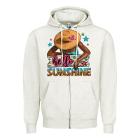 Oatmeal Heather Hello sunshine Zipper Hoodie - NancyCooperArtShop