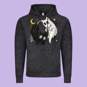 Ghost Cats With Balance Halloween Vintage Hoodie Designed By Texasbilliewilder