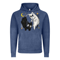 Vintage Denim Ghost Cats with Balance Halloween Vintage Hoodie - texasbilliewilder