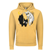 Vintage Mustard Ghost Cats with Balance Halloween Vintage Hoodie - texasbilliewilder