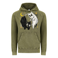 Vintage Olive Ghost Cats with Balance Halloween Vintage Hoodie - texasbilliewilder