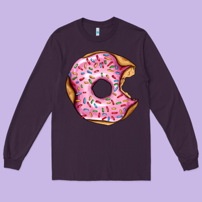 Pink Strawberry Donut Long Sleeve Tee Designed By Adodesignshop