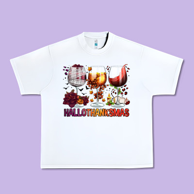 Hallothanksmas Halloween Thanksgiving  Christmas Wine Urban Heavy Tee Designed By Fadigitalartstudio
