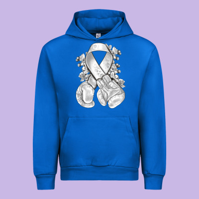 Lung Cancer White Ribbon With Boxing Gloves Urban Hoodie Designed By Nancycooperartshop