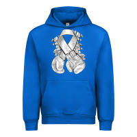 Cobalt Lung Cancer white ribbon with boxing gloves Urban Hoodie - NancyCooperArtShop