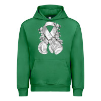 Emerald Lung Cancer white ribbon with boxing gloves Urban Hoodie - NancyCooperArtShop