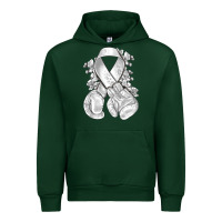 Forest Green Lung Cancer white ribbon with boxing gloves Urban Hoodie - NancyCooperArtShop