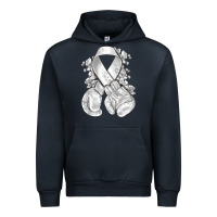 Navy Lung Cancer white ribbon with boxing gloves Urban Hoodie - NancyCooperArtShop