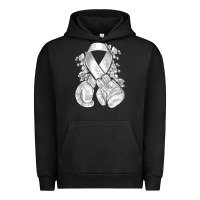 Pigment Black Lung Cancer white ribbon with boxing gloves Urban Hoodie - NancyCooperArtShop