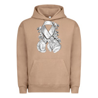 Pigment Burro Lung Cancer white ribbon with boxing gloves Urban Hoodie - NancyCooperArtShop