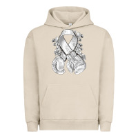 Pigment French Oak Lung Cancer white ribbon with boxing gloves Urban Hoodie - NancyCooperArtShop