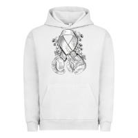 Pigment Lunar Rock Lung Cancer white ribbon with boxing gloves Urban Hoodie - NancyCooperArtShop