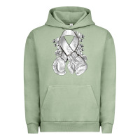 Pigment Oil Green Lung Cancer white ribbon with boxing gloves Urban Hoodie - NancyCooperArtShop