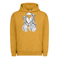 Pigment Peanut Butter Lung Cancer white ribbon with boxing gloves Urban Hoodie - NancyCooperArtShop