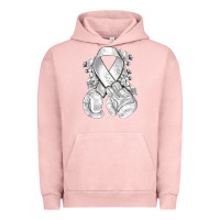Pigment Salmon Lung Cancer white ribbon with boxing gloves Urban Hoodie - NancyCooperArtShop