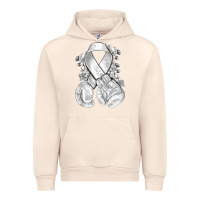 Sandshell Lung Cancer white ribbon with boxing gloves Urban Hoodie - NancyCooperArtShop