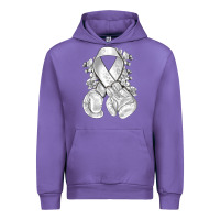 Tulip Lung Cancer white ribbon with boxing gloves Urban Hoodie - NancyCooperArtShop