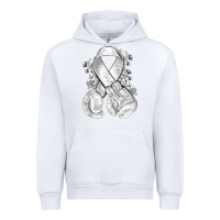 White Lung Cancer white ribbon with boxing gloves Urban Hoodie - NancyCooperArtShop