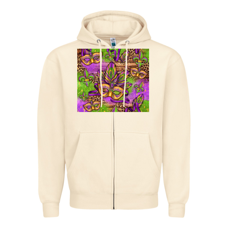 Mardi Gras Carnival Masks And Fleur De Lis Zipper Hoodie by Jasminsmagicworld | Teevron