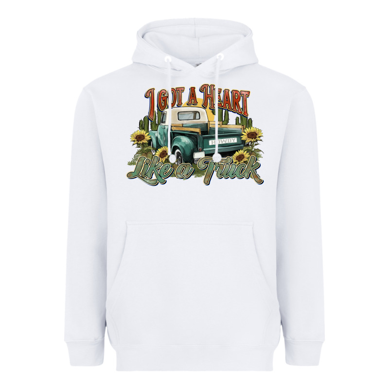I Got A Heart Like A Truck Western Sunflower Heavyweight Hoodie by NancyCooperArtShop | Teevron