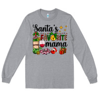 Heather Grey santa's favorite mama Long Sleeve Tee - AdoDesignShop