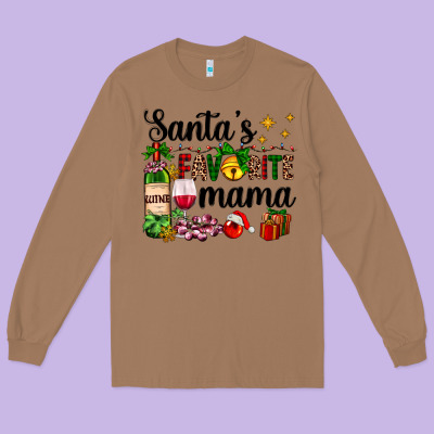 Santa's Favorite Mama Long Sleeve Tee Designed By Adodesignshop
