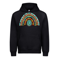 Black Western Rainbow with Leopard and Gemstone Urban Hoodie - texasbilliewilder