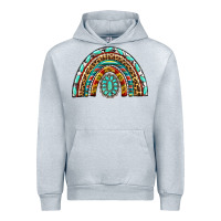 Heather Grey Western Rainbow with Leopard and Gemstone Urban Hoodie - texasbilliewilder