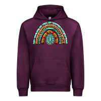 Mauve Wine Western Rainbow with Leopard and Gemstone Urban Hoodie - texasbilliewilder