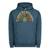 Pigment Midnight Navy Western Rainbow with Leopard and Gemstone Urban Hoodie - texasbilliewilder