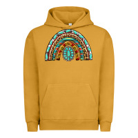 Pigment Peanut Butter Western Rainbow with Leopard and Gemstone Urban Hoodie - texasbilliewilder
