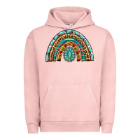 Pigment Salmon Western Rainbow with Leopard and Gemstone Urban Hoodie - texasbilliewilder