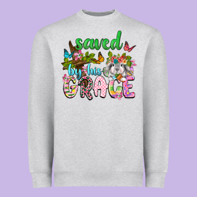 Saved By His Grace Heavyweight Sweatshirt Designed By Neo Western