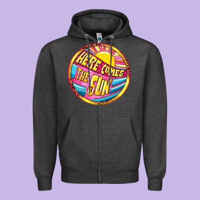 Here Comes The Sun Zipper Hoodie Designed By Nancycooperartshop