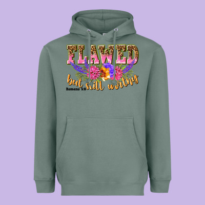 Flawed But Still Worthy Romans 5 8 Heavyweight Hoodie Designed By Nancycooperartshop