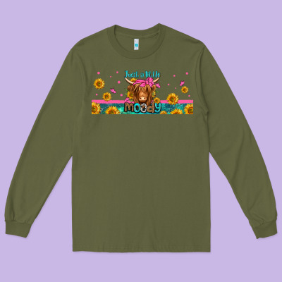 Just A Little Moody Long Haired Cow Long Sleeve Tee Designed By Jasminsmagicworld