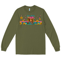 Army Green just a little moody long haired cow Long Sleeve Tee - Jasminsmagicworld