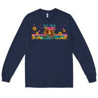 Navy just a little moody long haired cow Long Sleeve Tee - Jasminsmagicworld