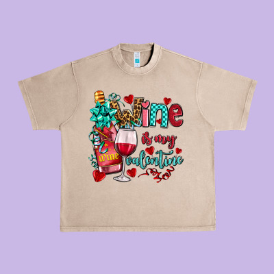 Wine Is My Valentine Olivia Urban Heavy Tee Designed By Oliviacreatesart