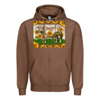 Chestnut Western Charolais Bull With Sunflowers Zipper Hoodie - LillyAllenDesigns
