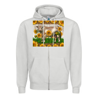 Dove Grey Western Charolais Bull With Sunflowers Zipper Hoodie - LillyAllenDesigns