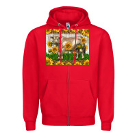 Red Western Charolais Bull With Sunflowers Zipper Hoodie - LillyAllenDesigns