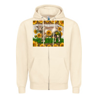 Sandshell Western Charolais Bull With Sunflowers Zipper Hoodie - LillyAllenDesigns