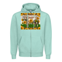 Seafoam Western Charolais Bull With Sunflowers Zipper Hoodie - LillyAllenDesigns