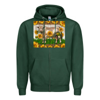 Sports Green Western Charolais Bull With Sunflowers Zipper Hoodie - LillyAllenDesigns